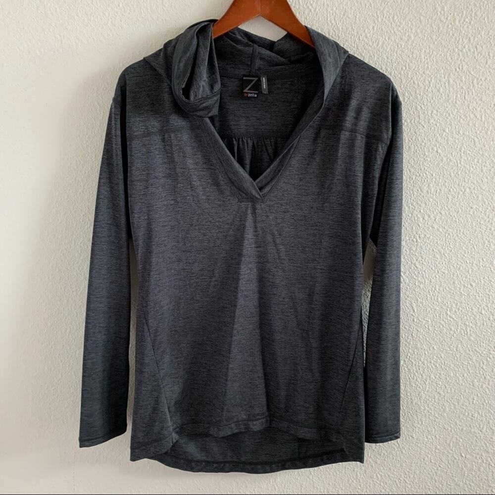 Z by Zella Gray Hooded Long Sleeve Active Athleisure Top Lightweight Small